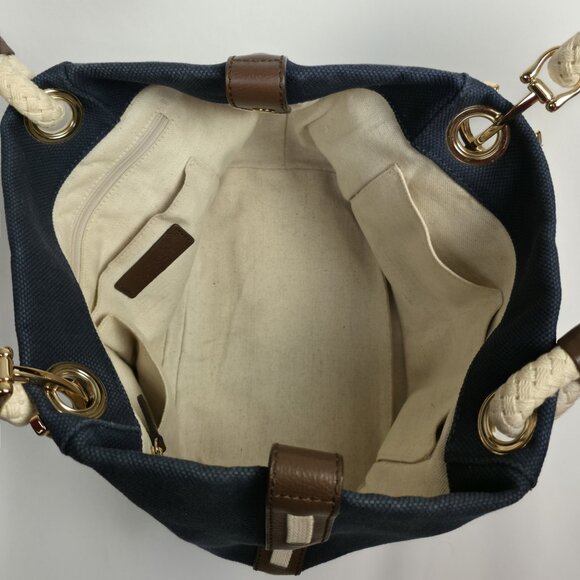 Michael Kors Marina Bicolor Canvas Tote Bag in navy blue w/ Rope Handle 💙✨ - Picture 7 of 16
